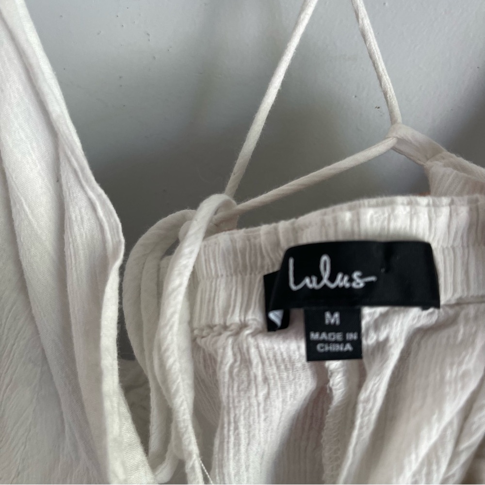 Lulus Headed to the Beach White Strappy Swim Cover-Up Romper Sz M - Picture 7 of 12
